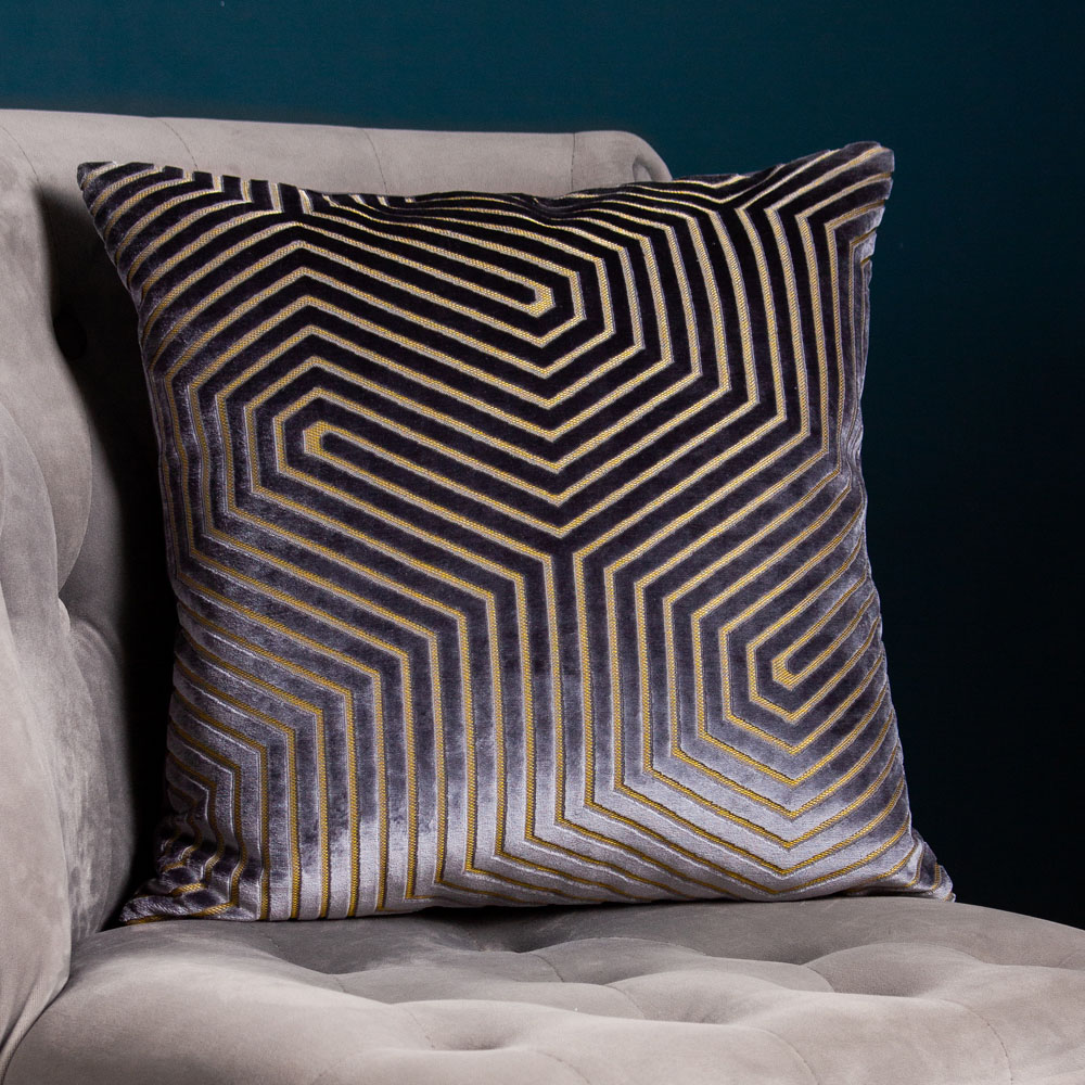 Paoletti Evoke Charcoal Cut Velvet Cushion Image 2