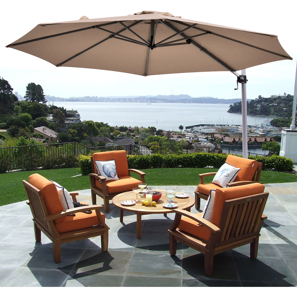 Costway Tan Crank and Tilt Cantilever Parasol 3.3m Image 4