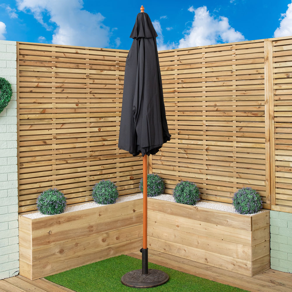 Samuel Alexander Black Wooden Garden Sun Shade Parasol with Carry Bag 2.7m Image 9