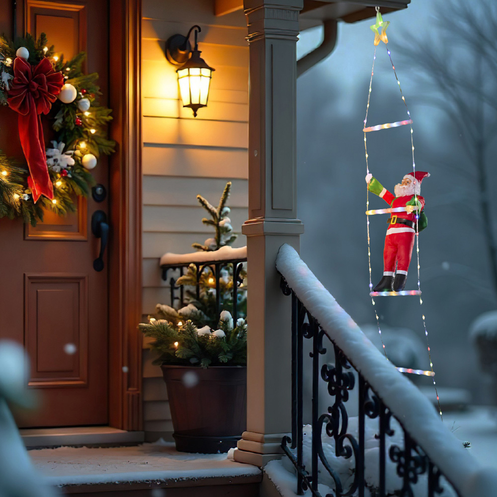 The Christmas Workshop 240 Multicolour LED Santa Climbing Ladder Decoration 9.8ft Image 2