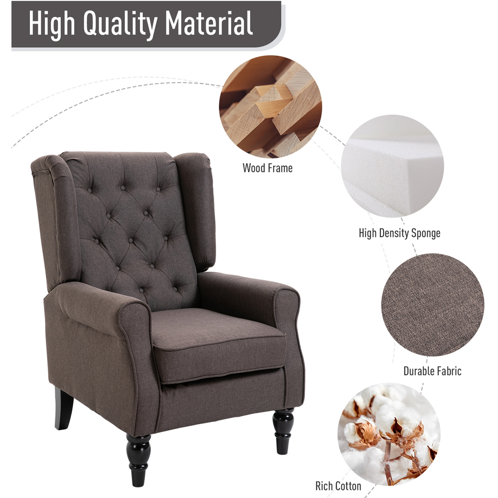 Portland Brown Retro Upholstered Wingback Armchair Image 6