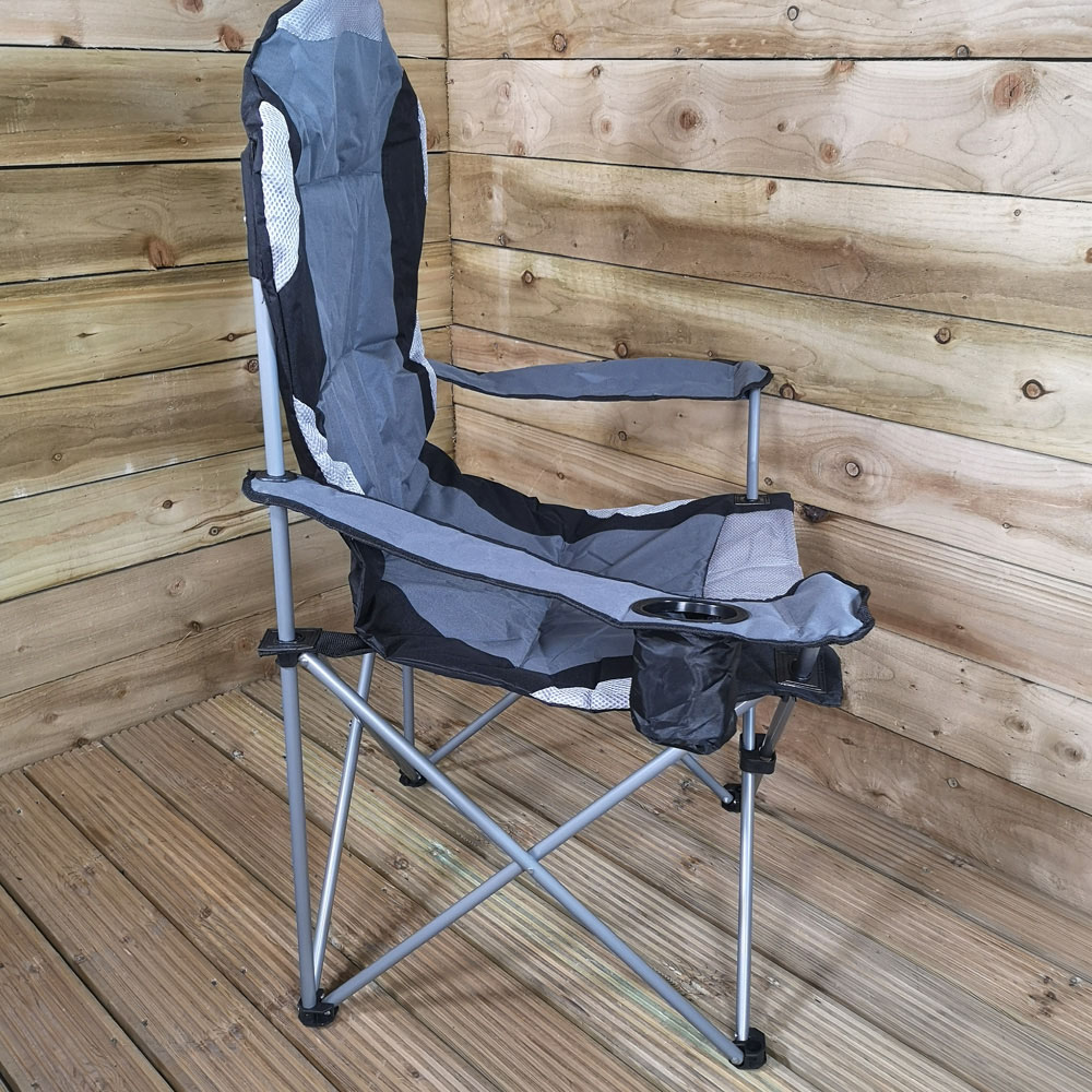 Samuel Alexander Grey Luxury Padded Folding Camping Chair Image 6