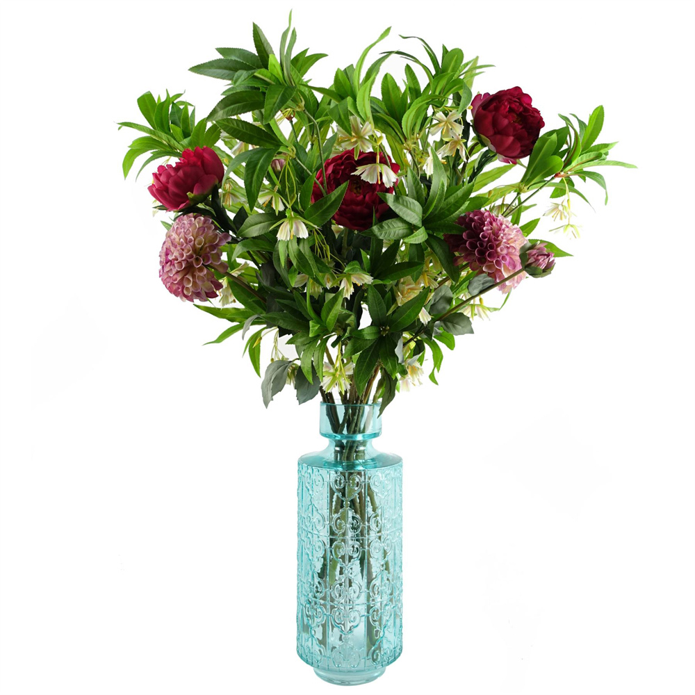 Botanik Turquoise Tall Glass Vase 40cm Image 4