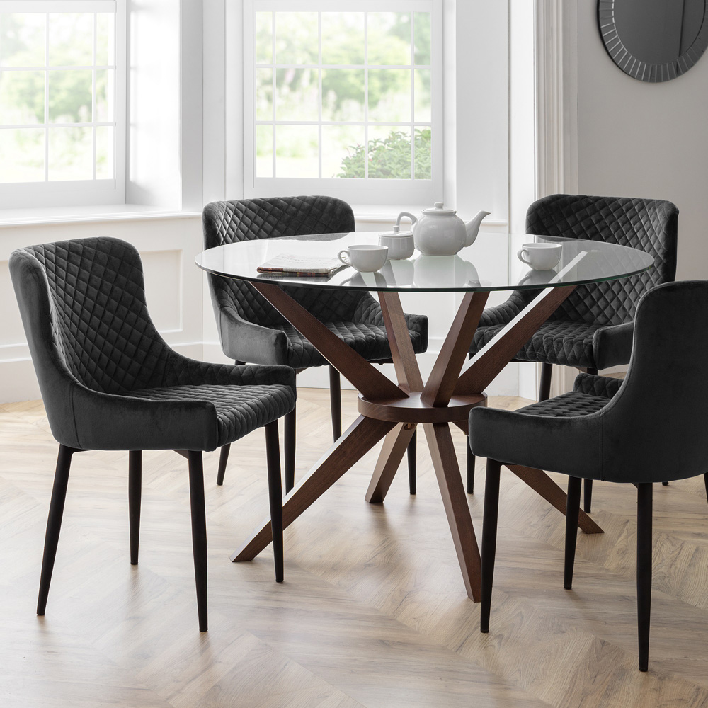 Julian Bowen Luxe Set of 2 Grey Velvet Dining Chair Image 9