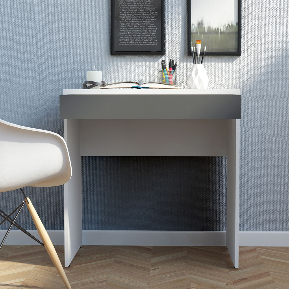Florence Function Plus Single Door Single Drawer Desk White and Grey Image 8