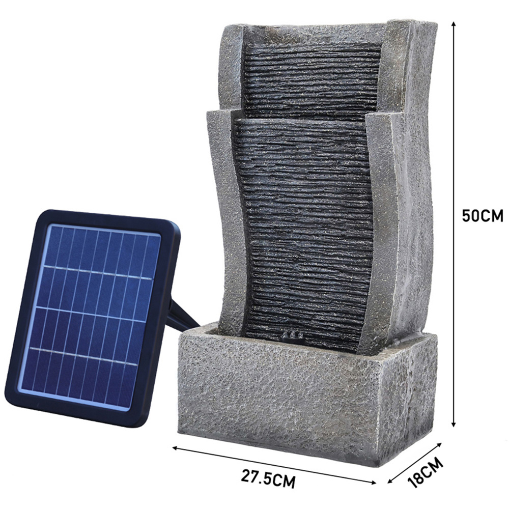Living and Home LED Lighted Grey Water Feature with Solar Panel for Garden Image 8