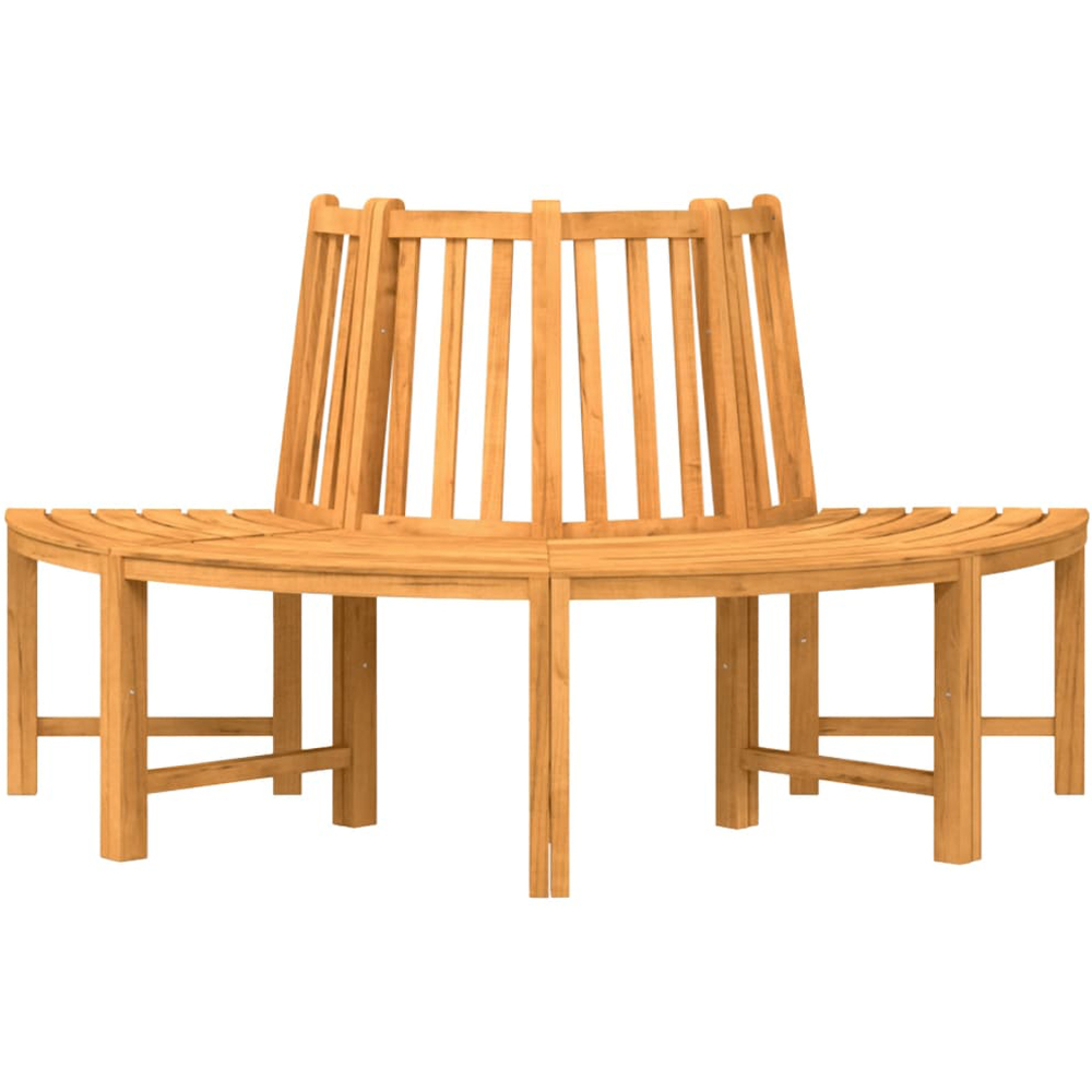 vidaXL 4 Seater Natural Solid Teak Wood Half Round Tree Bench Image 2