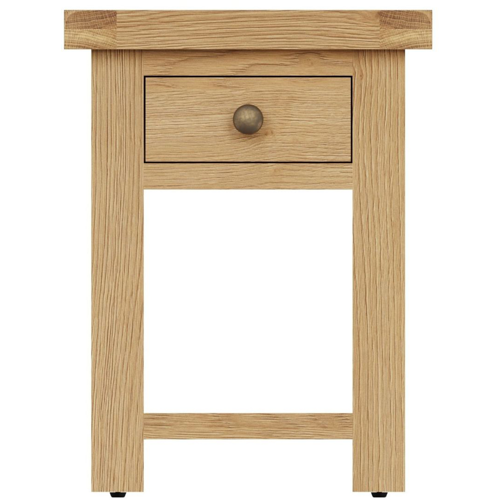 Home Source Copenhagen Single Drawer Oak Veneer Solid Wood Side Table Image 7