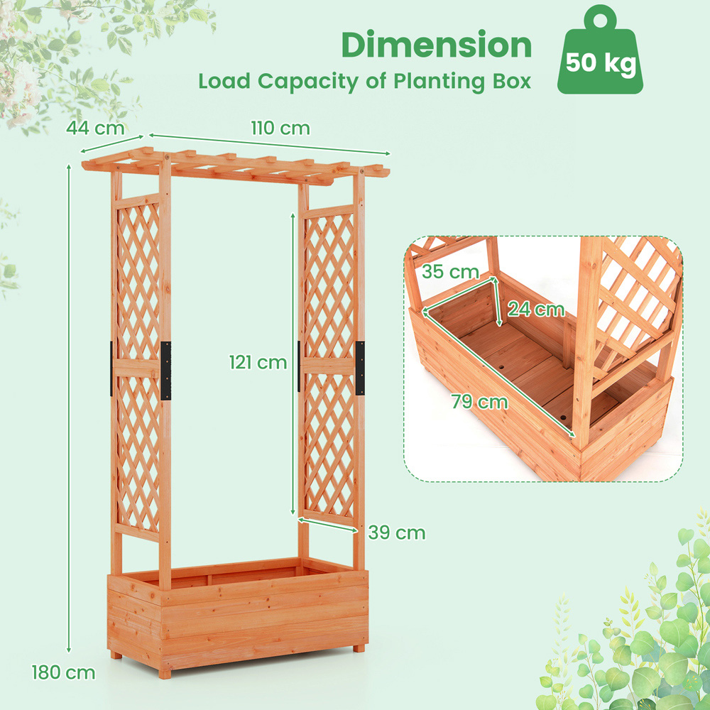 Costway Orange Raised Bed Planter Box with Trellis Image 9