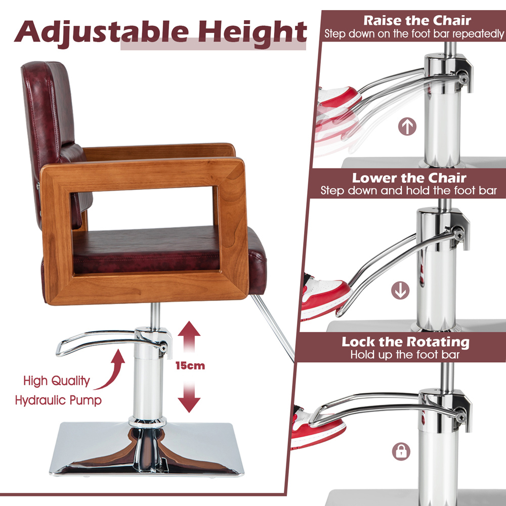 Costway Red Hydraulic Adjustable Swivel Barber Chair Image 6