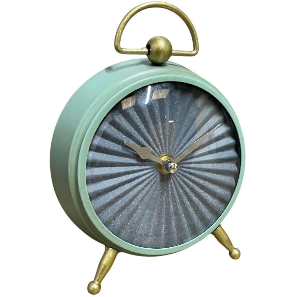 Acacia Home Blue and Gold Retro Table Clock Image 1