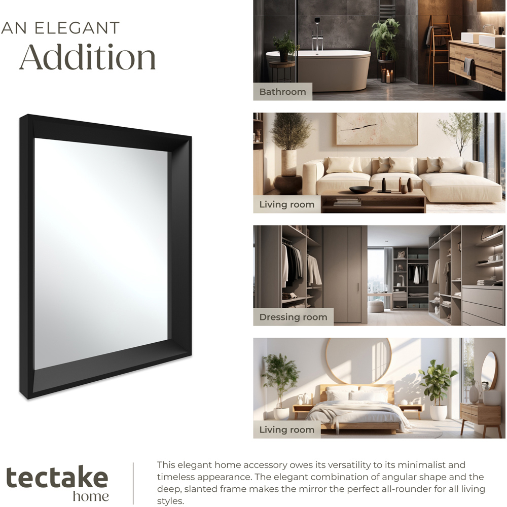 tectake Elina Black Rectangular Wall Mounted Mirror 50.8 x 40.6cm Image 5
