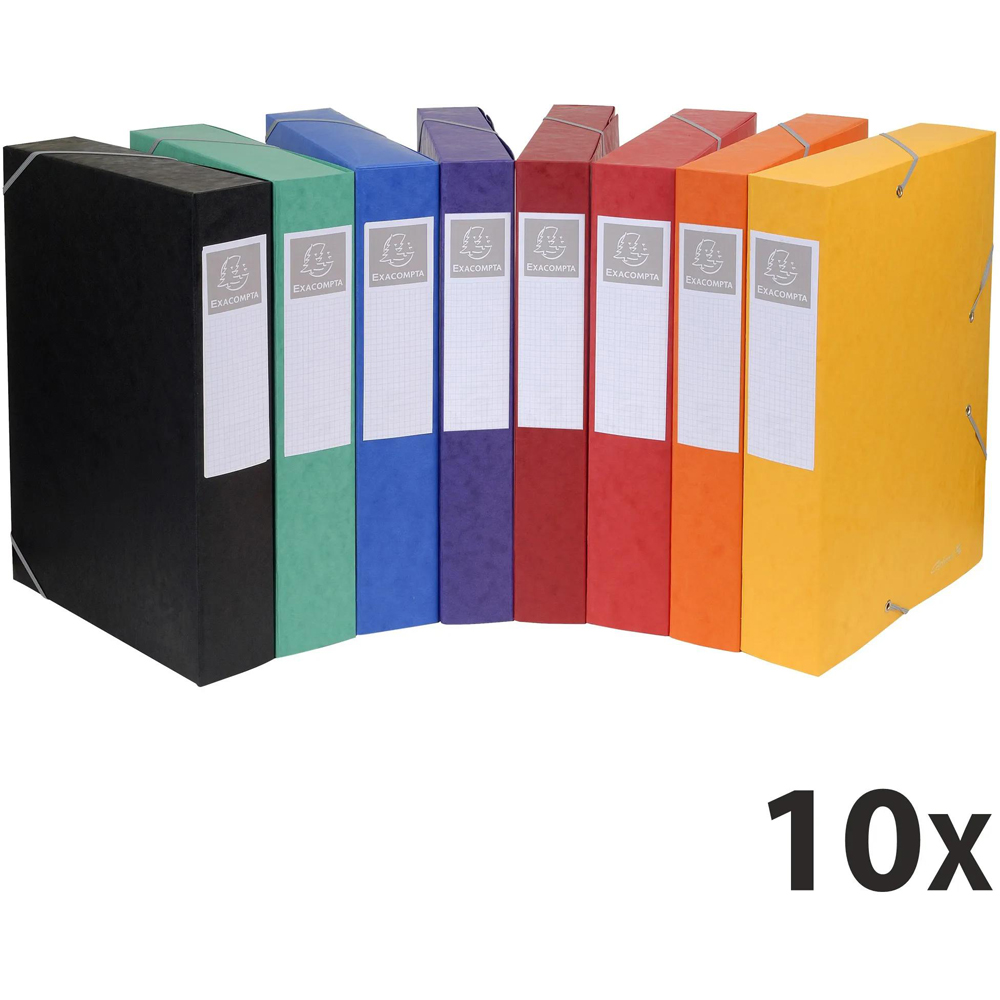 Exacompta A4 Assorted Colour Pressboard Box File 10 Pack Image 7