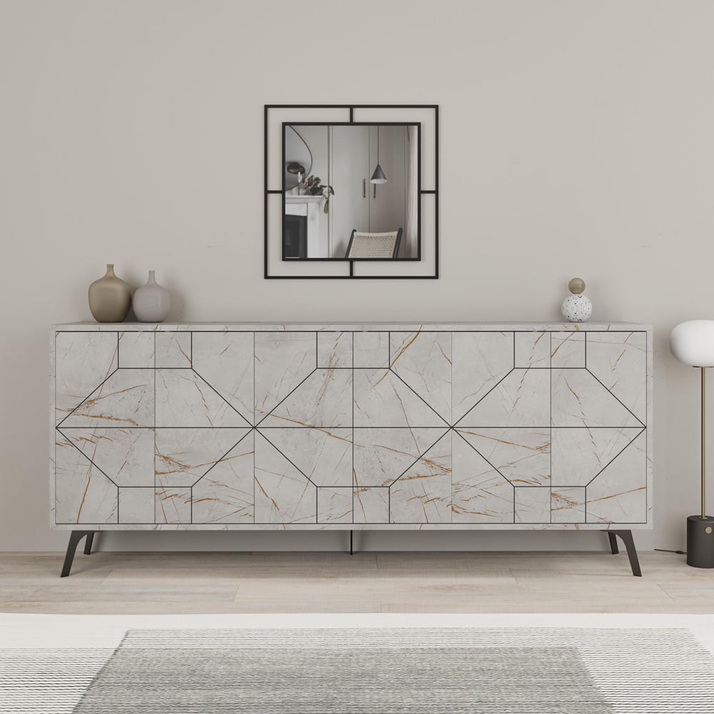 Decortie Dune 4 Door Gold Marble Effect Sideboard Image 5