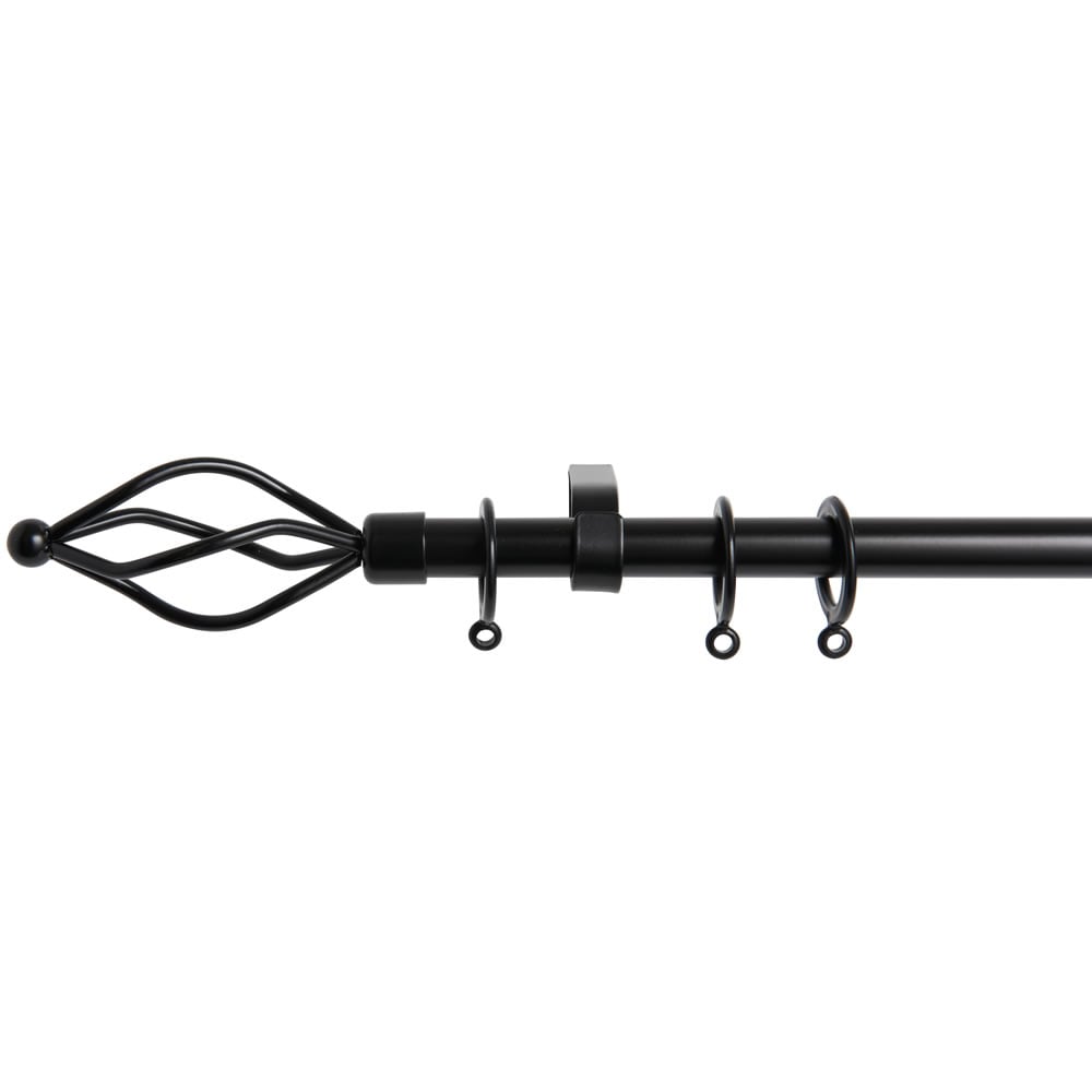 Wilko Firenze 125 - 215cm Extendable Black Curtain  Pole Image 1