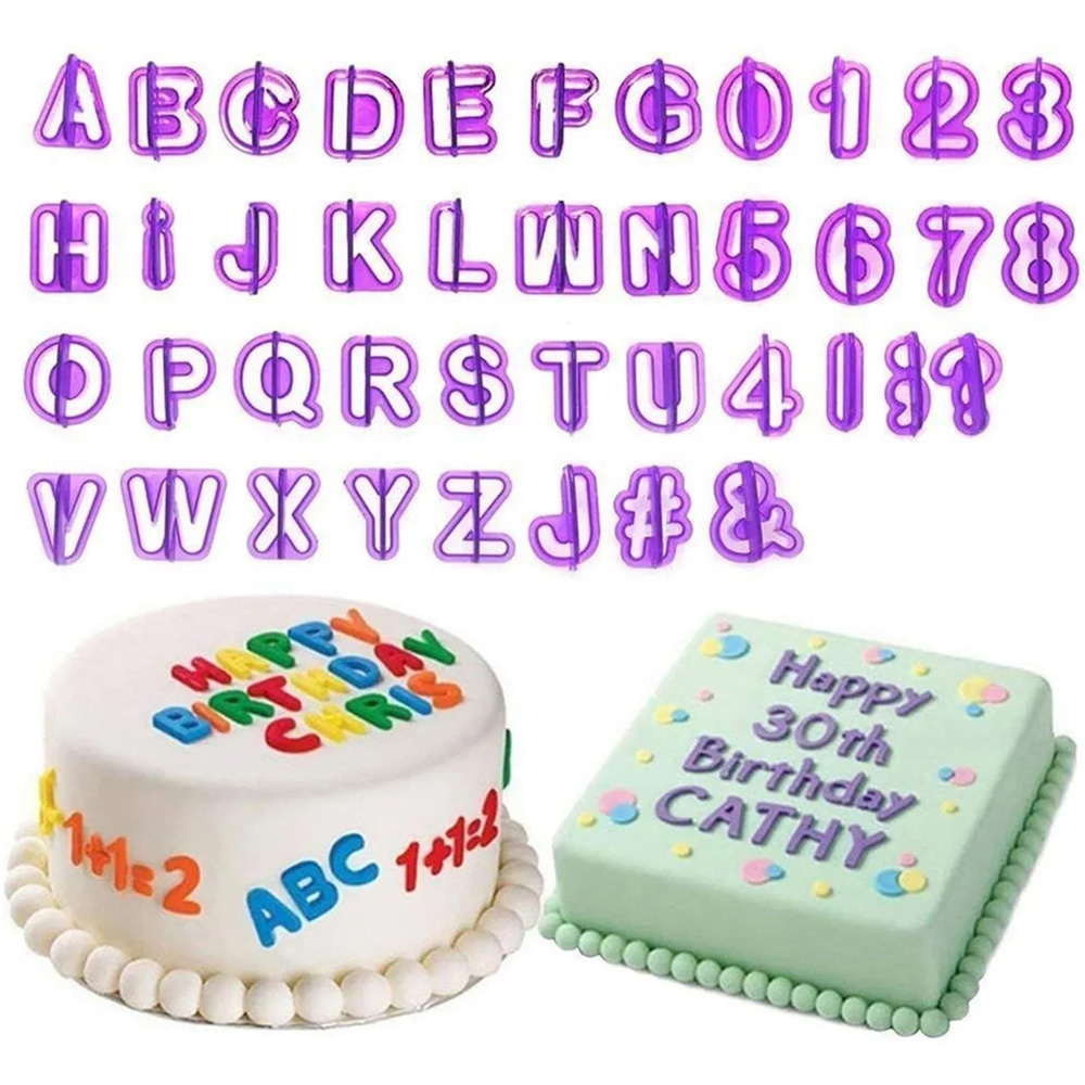 ATEK 40 Piece Fondant Cutters Cake Decorating Letter Number and Symbol Set Image 2