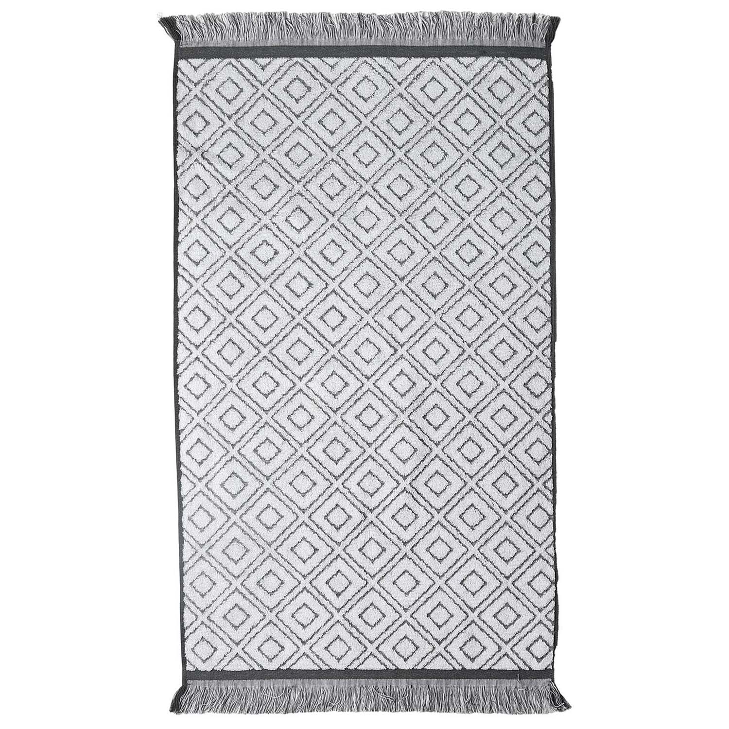 Diamond Fringe Cotton Grey Bath Towel Image 2