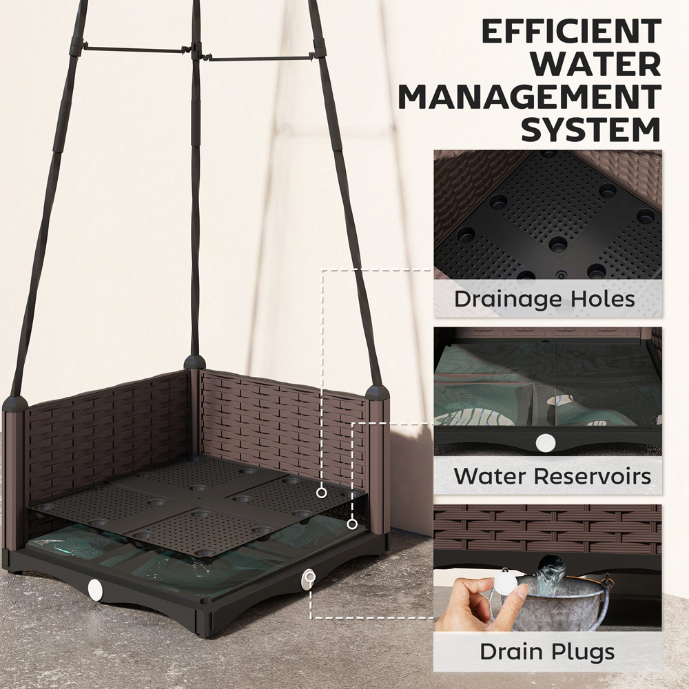 Outsunny Black Plastic Self Watering Raised Planter with Trellis and Drainage Holes 175 x 40 x 40cm Image 7