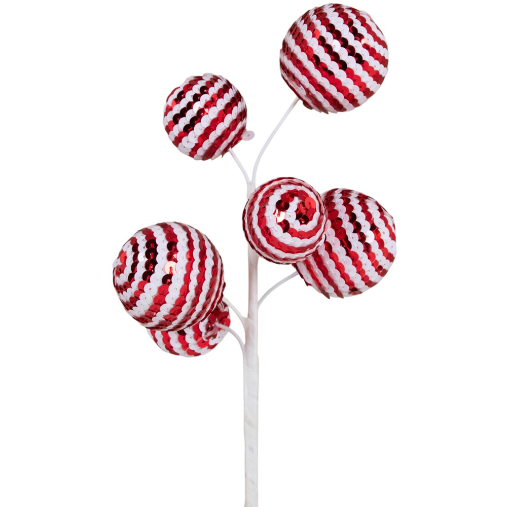 Candy Cane Sequin Pom Pom Clip Image 2