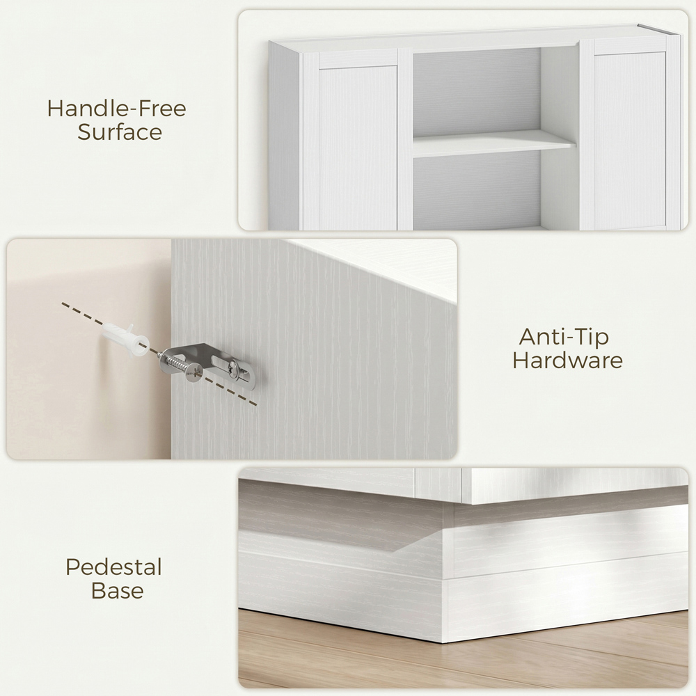 HOMCOM 2 Door 2 Shelf White Modern Sideboard Buffet Cabinet Image 7