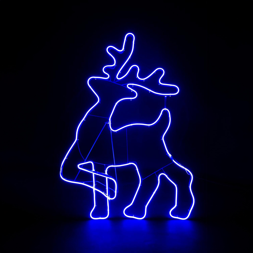 Shatchi Blue LED Walking Reindeer Neon Rope Silhouette Image 3