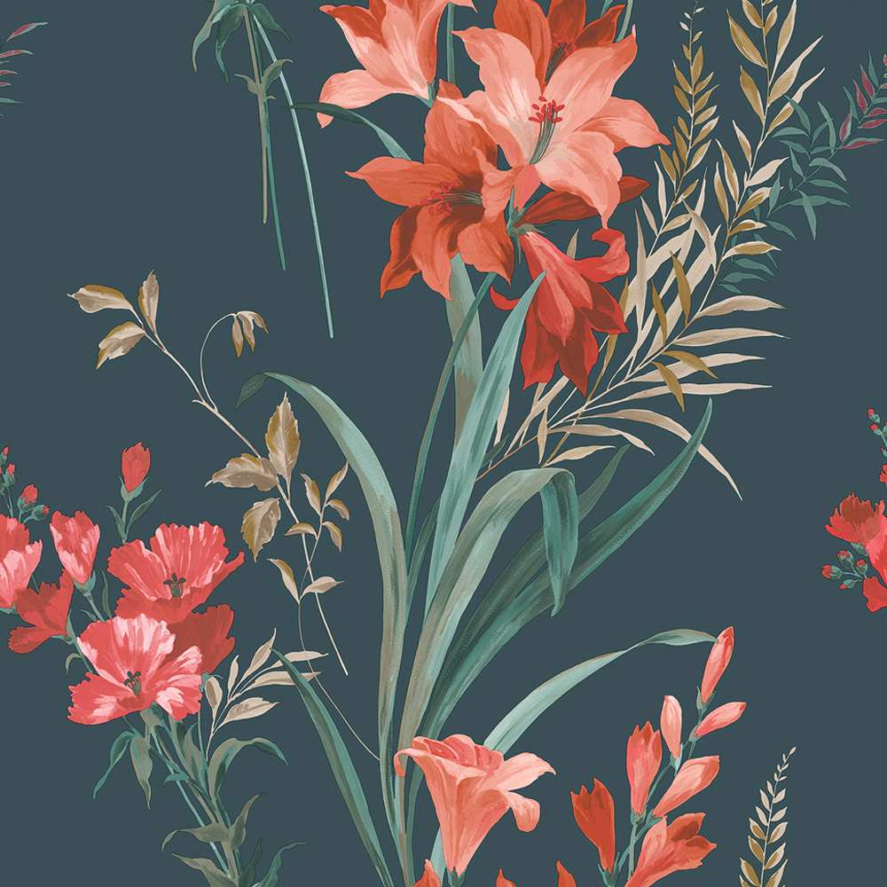 Belgravia Decor Thalia Teal Wallpaper Image 1