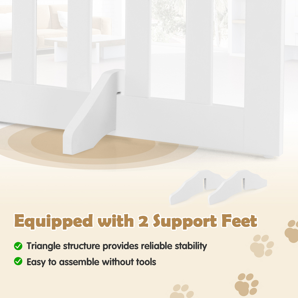 Costway 61cm White Safety Gate with Support Feet Image 5