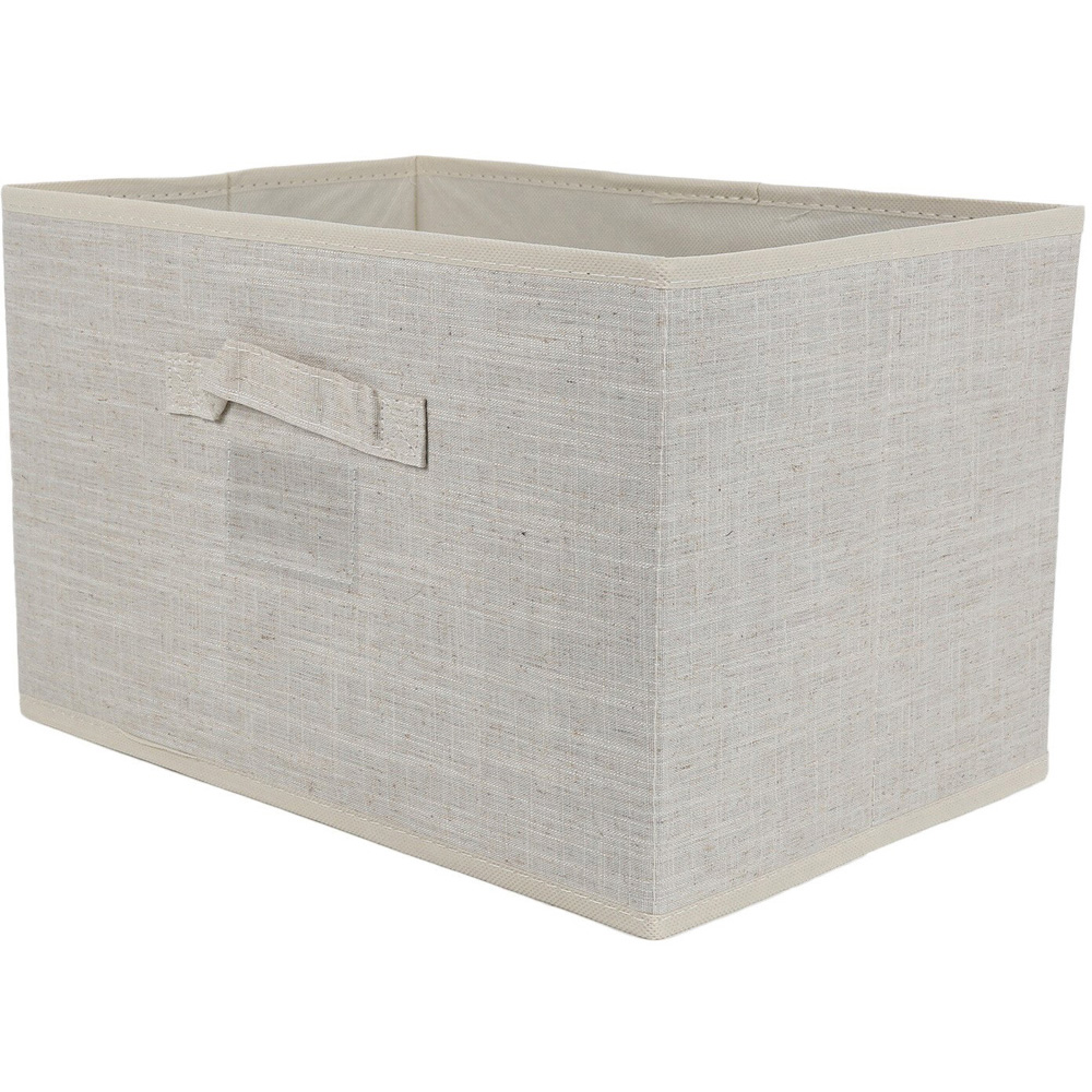 Large Cream Linen Storage Box Image 1