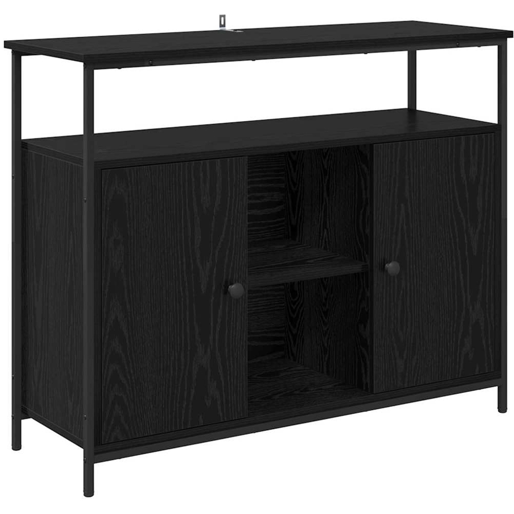 vidaXL 2 Door 3 Shelf Black Oak Sideboard Image 2