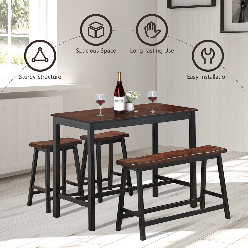 Costway 4 Seater Dining Set Coffee Image 4