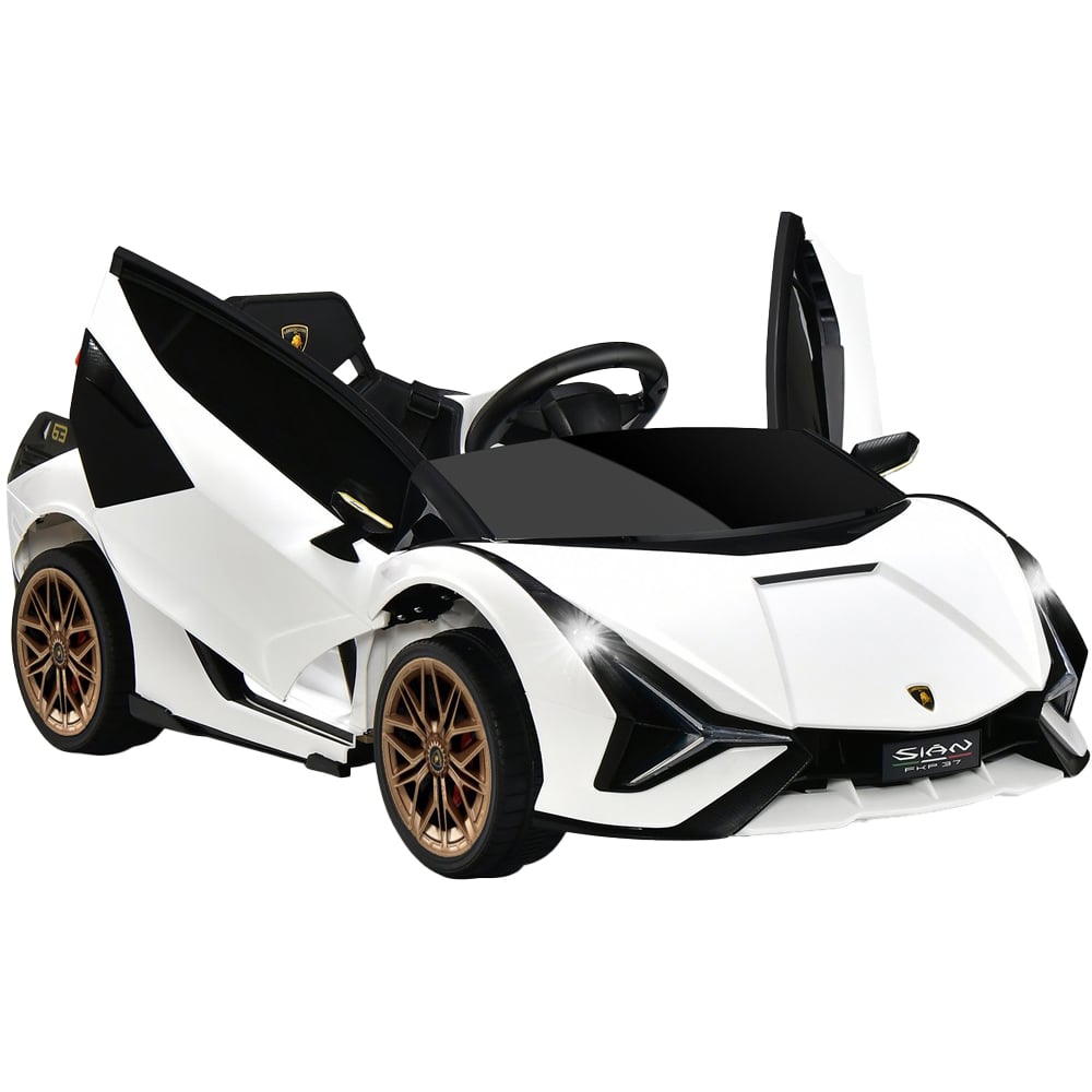 Costway Kids White Electric Ride On Car with Remote Control and LED Lights 12V Image 1