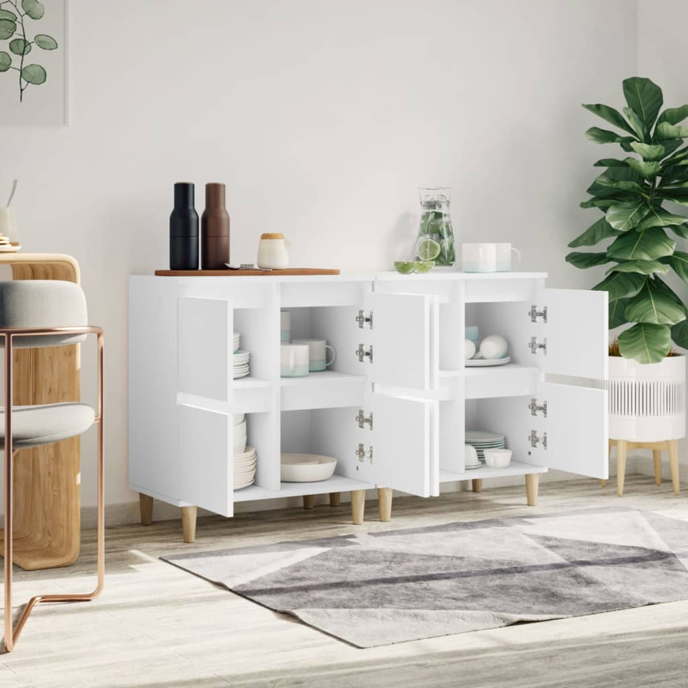 vidaXL 2 Door White Sideboard Set of 2 Image 3