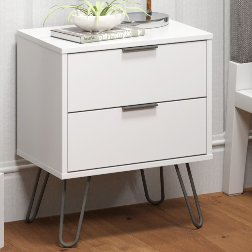 Core Products Augusta 2 Drawer White Bedside Table Image 1