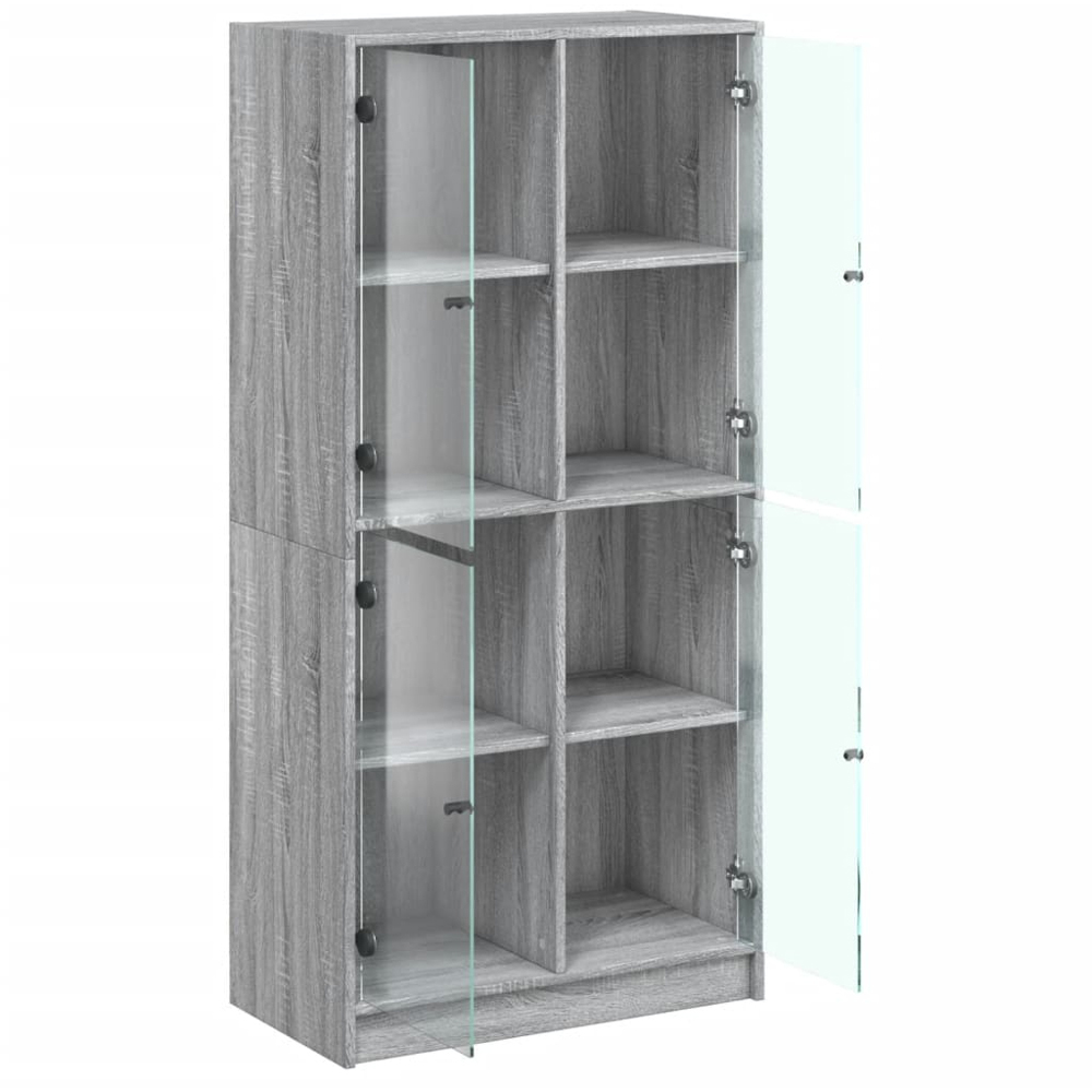 vidaXL 2 Glass Door Grey Sonoma Highboard Image 6