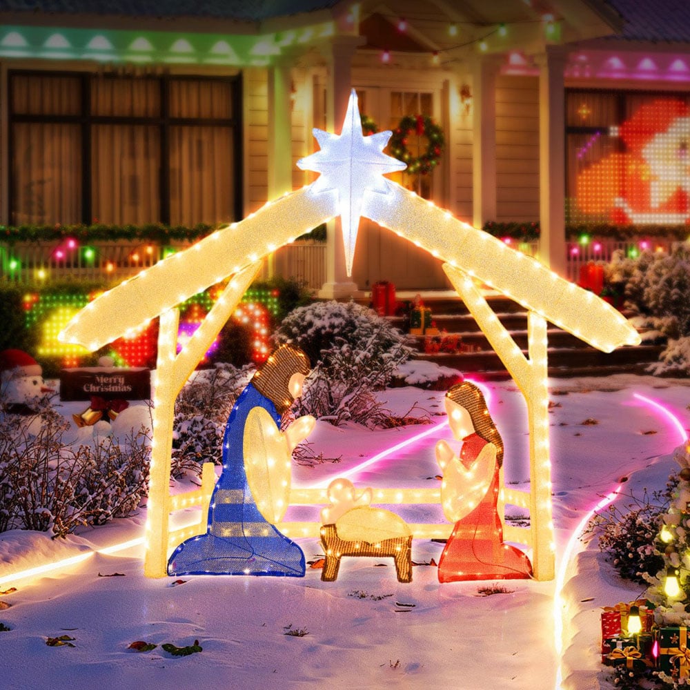 Costway Warm and Cold White 272 LED Pre-Lit Christmas Holy Family Set Image 3