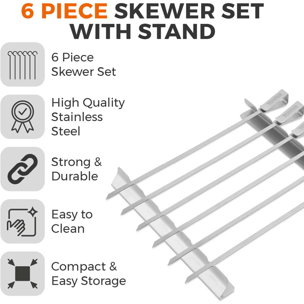 Tower 6 Piece Skewer Set with Stand Image 8