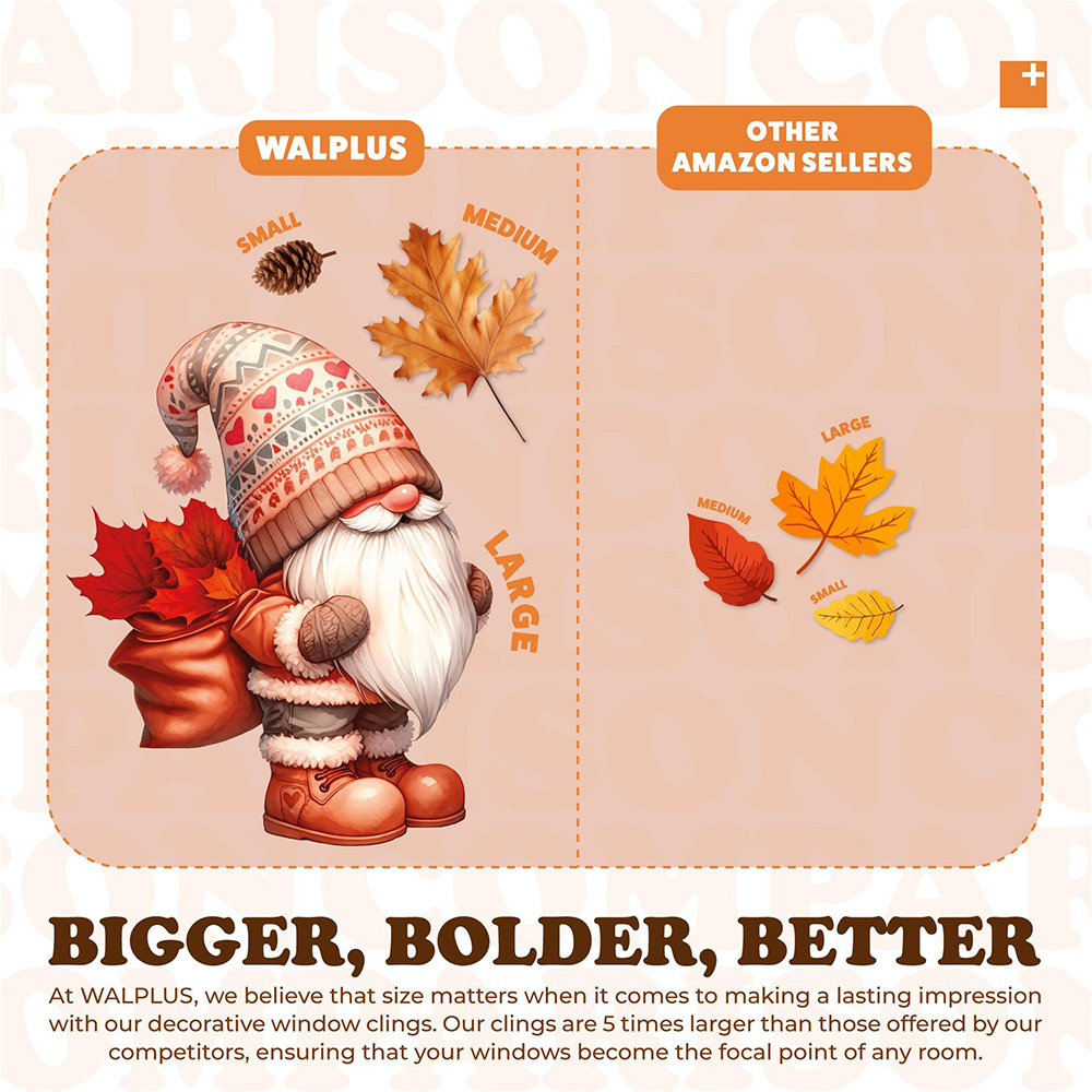 Walplus Halloween 148 Piece Autumn Gnomes and Pumpkin Window Cling Set Image 6