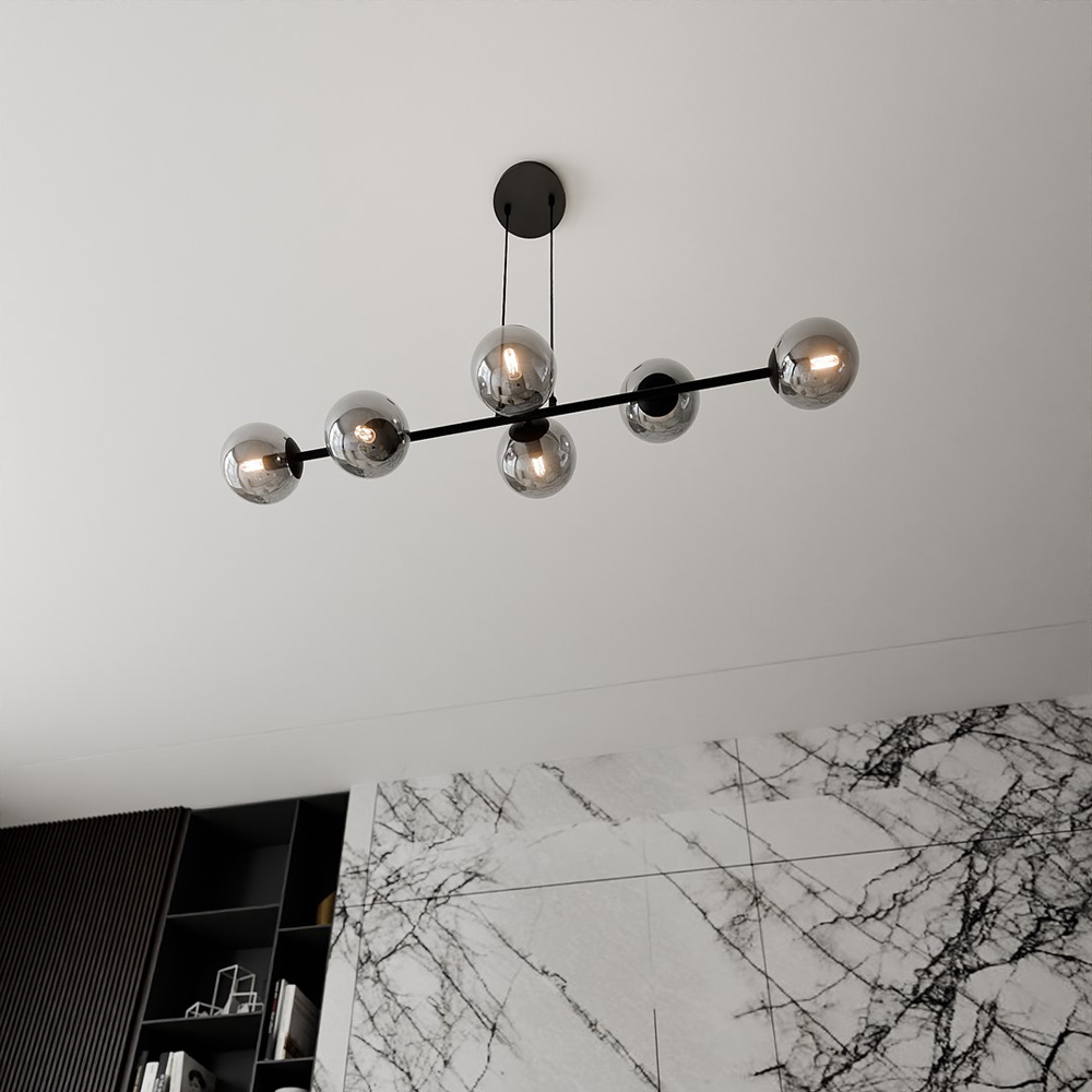 Emibig Rossi 6 Light Graphite Shade Black E14 Ceiling Pendant Light Image 6