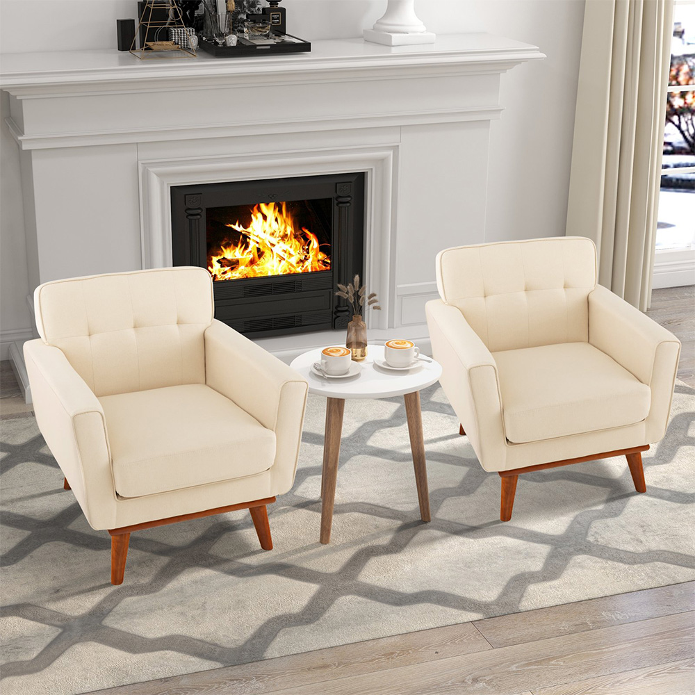 Costway Beige Padded Accent Armchair Image 4