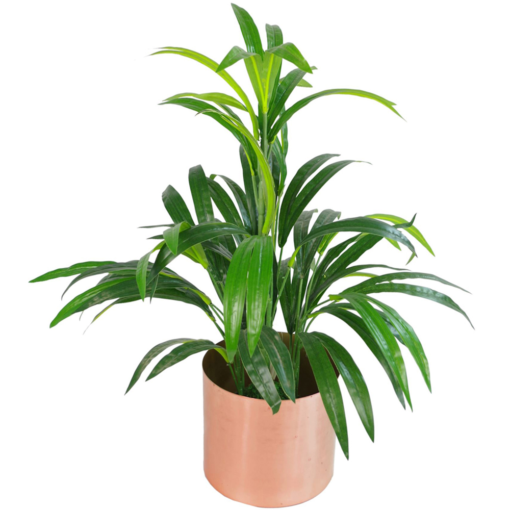 Leaf Artificial Bamboo Leaf Shrub in Brushed Copper Planter 65cm Image 1