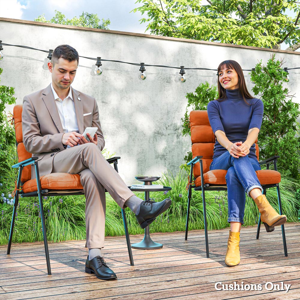 Outsunny Orange Garden Seat Cushion with Backrest and Ties 112 x 56cm 2 Pack Image 4