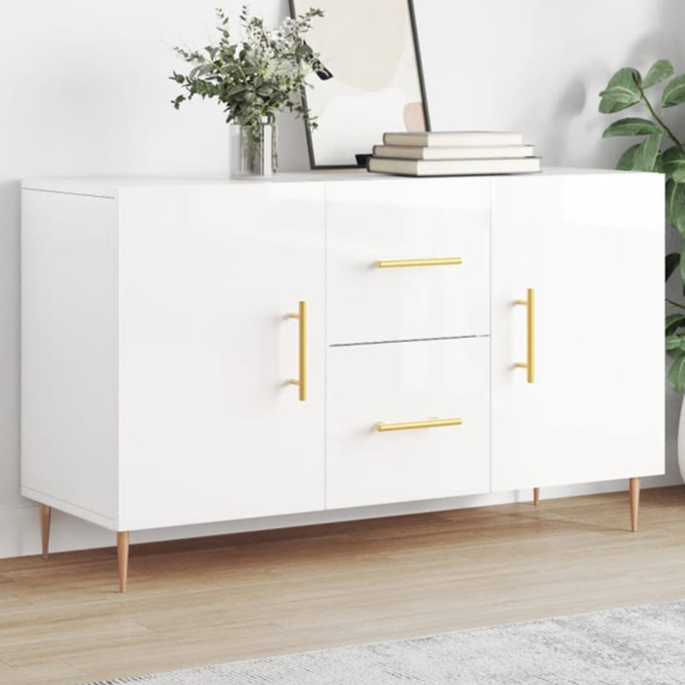 vidaXL 2 Drawer White Sideboard Image 1