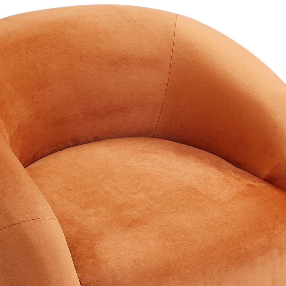 Living and Home Orange Velvet Artistic Wraparound Armchair Image 7