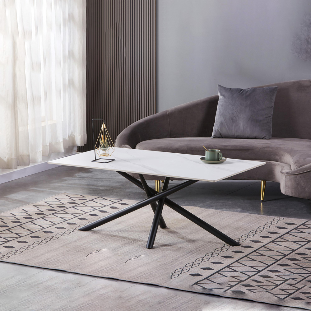 wilko Arlo White Wood Grain Ceramic Coffee Table Image 8