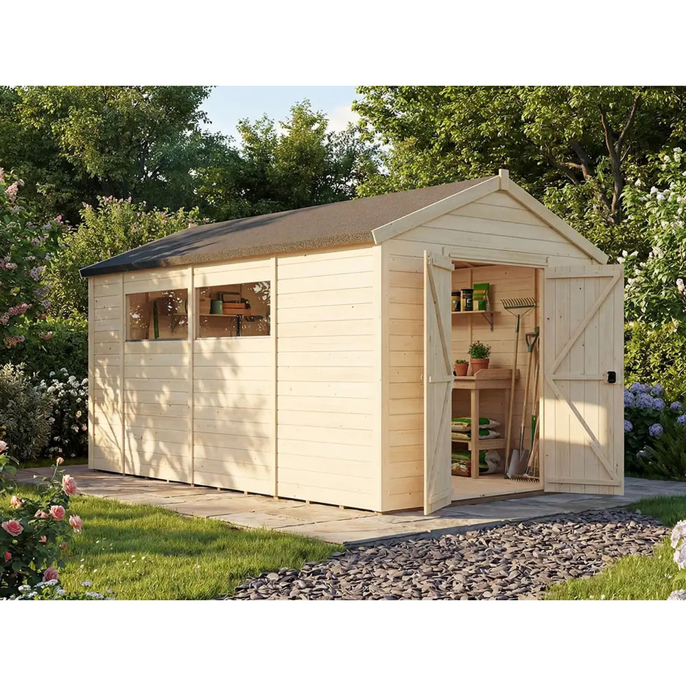 Dunster House Overlord 8 x 14ft Modular Brown Apex Garden Shed Image 2