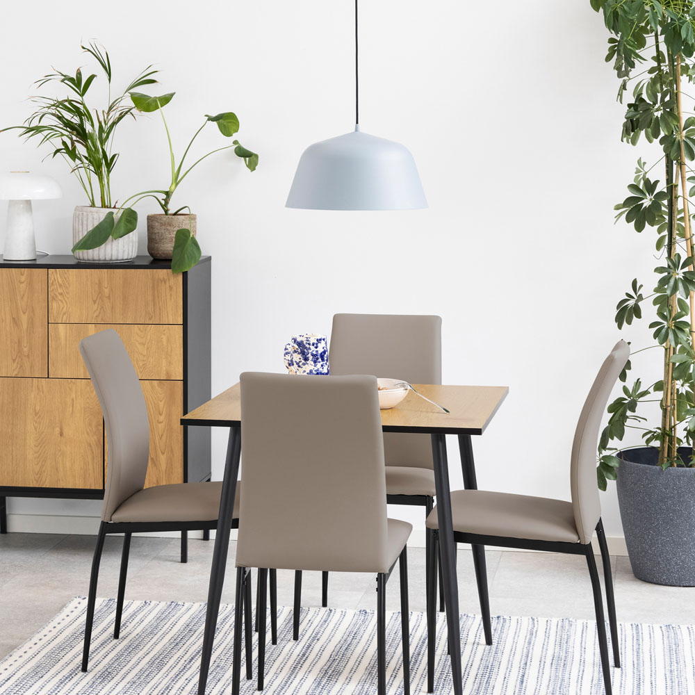 Florence Wilma 4 Seater Square Dining Table Oak and Black Image 9