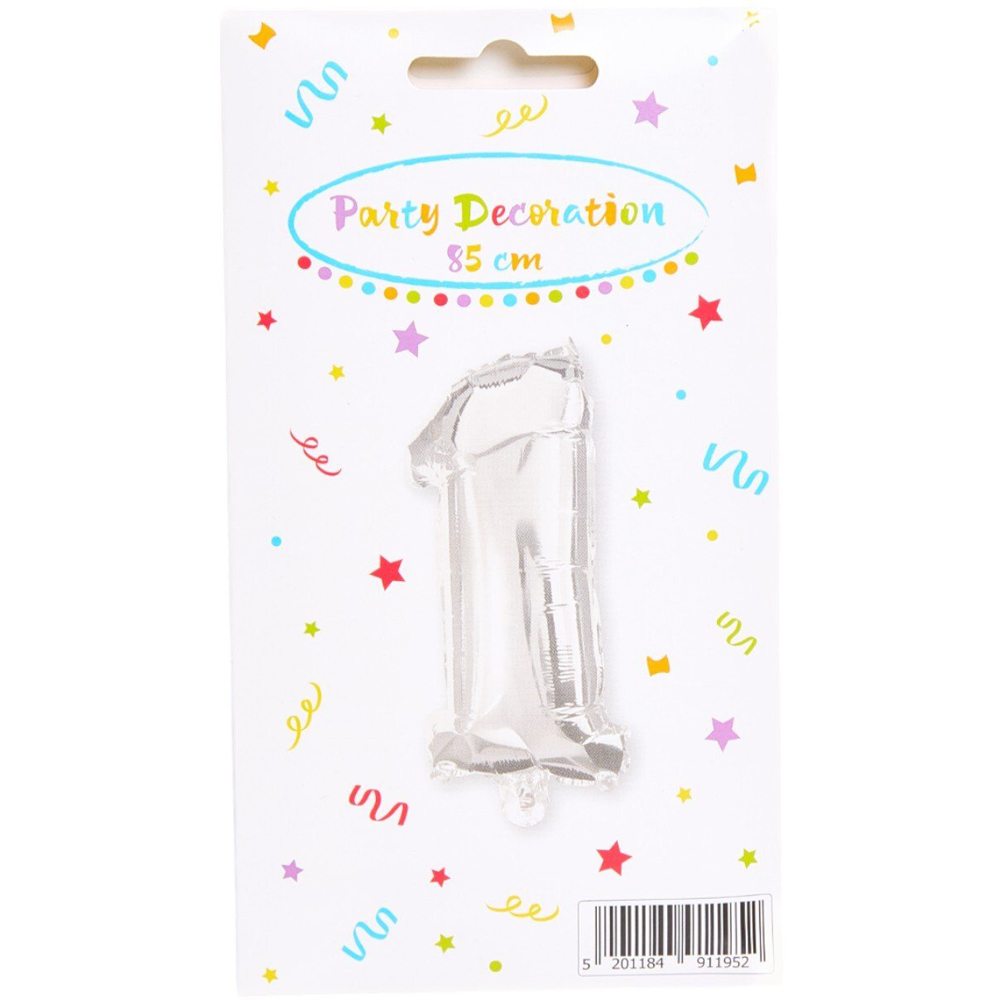 Super Shape Silver Number Balloon Silver 1 Image