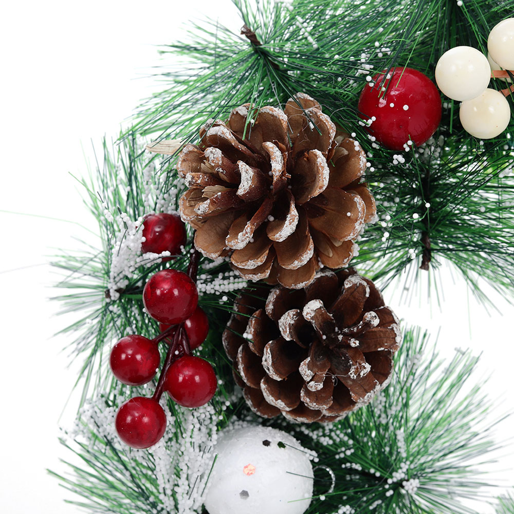 Living and Home Snow Flocked Christmas Wreath with Pine Cones and Berries 32cm Image 5