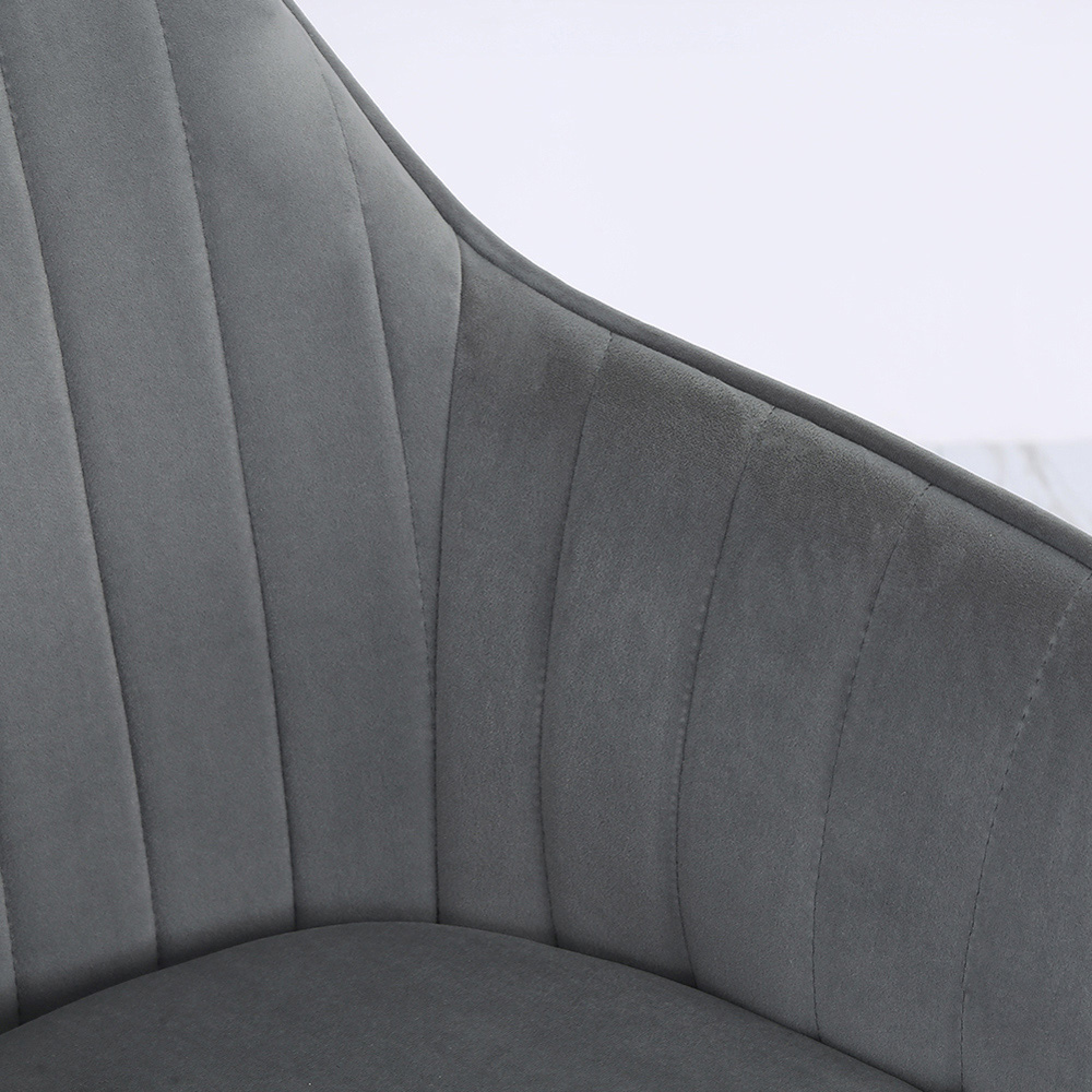 Living and Home Set of 2 Grey Modern Velvet Upholstered Dining Chair Image 5