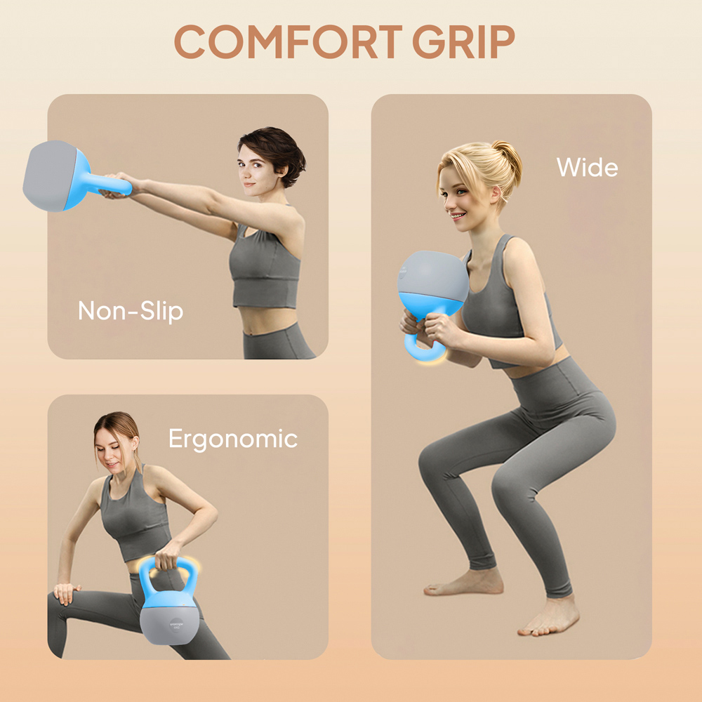 SPORTNOW Light Blue and Grey Soft Body Kettlebell with Non Slip Handle 8kg Image 8